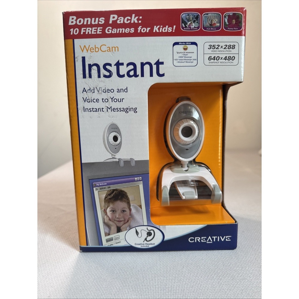 Vintage‎ Creative Webcam Instant, Headset VF0040 VF0040WM New In Box Video Voice